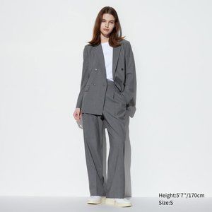 NWOT Uniqlo Wide-Fit Pleated High Waisted Pants, Grey,  Size XXS, $49.90
